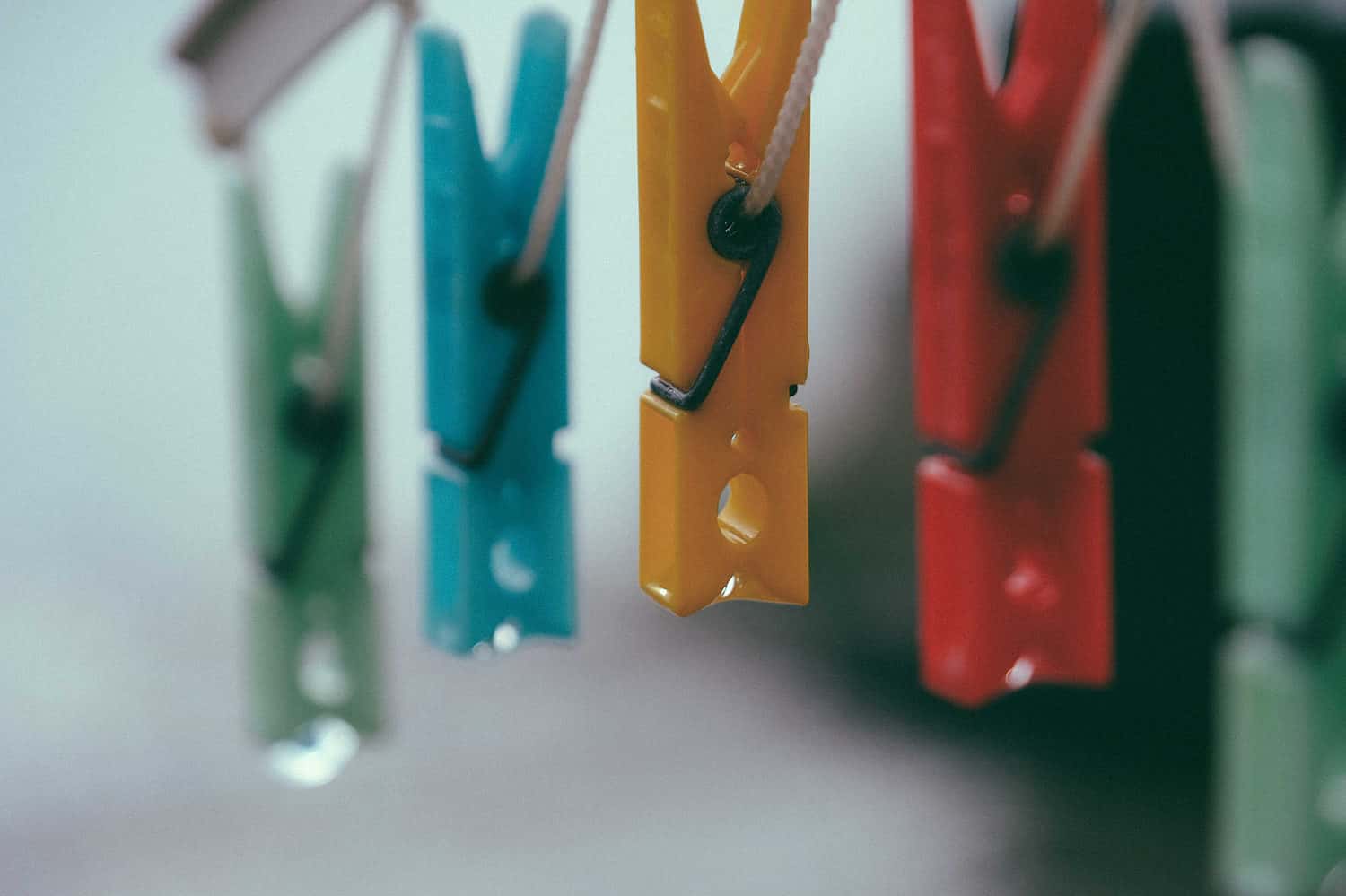 Multicoloured laundry pegs