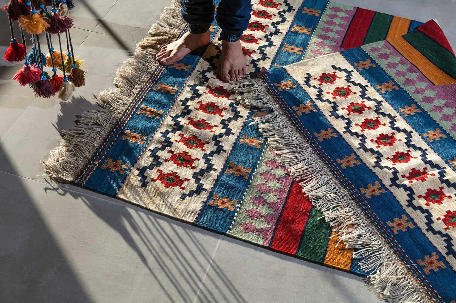 bare feet on clean rugs